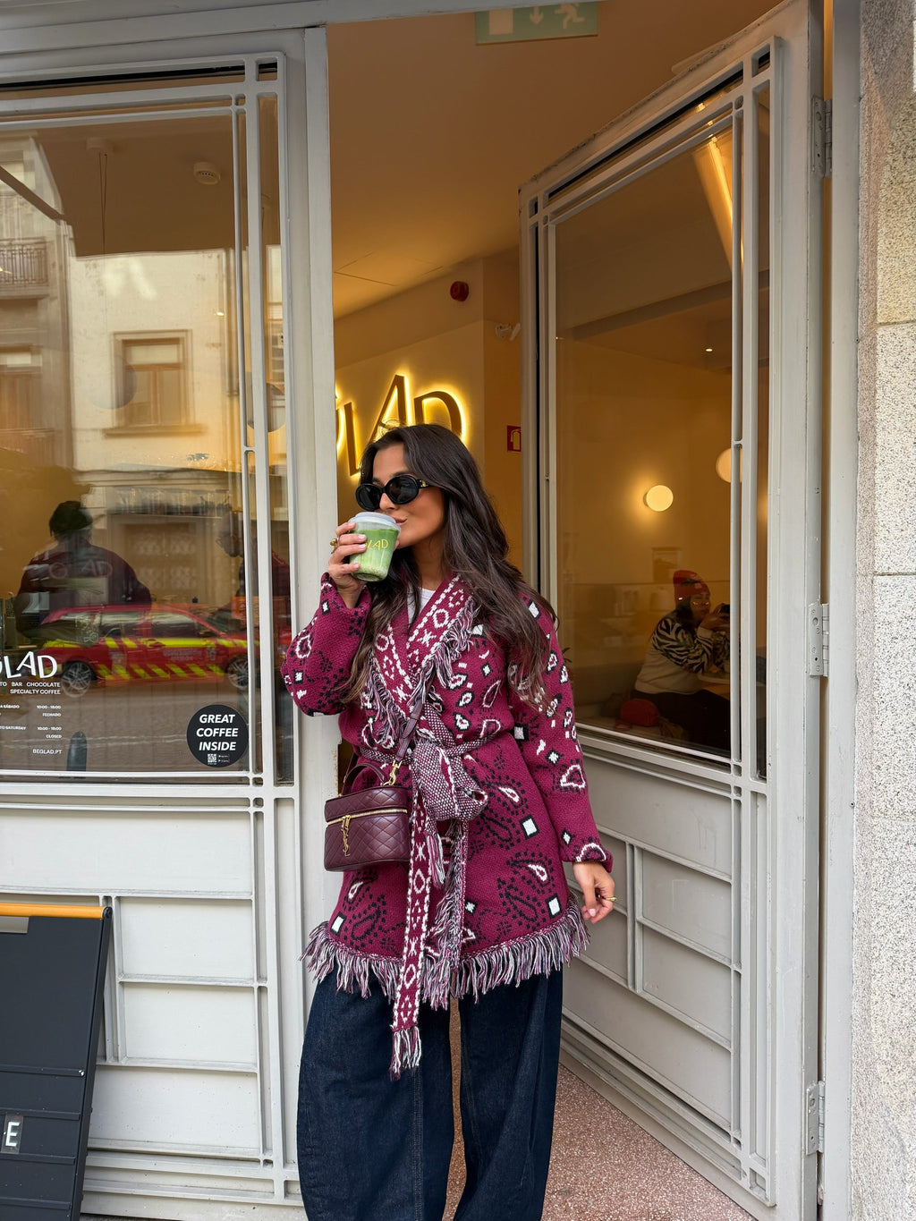 Chaqueta larga Bandana en burdeos