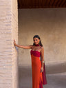 Vestido Zahara naranja y rojo