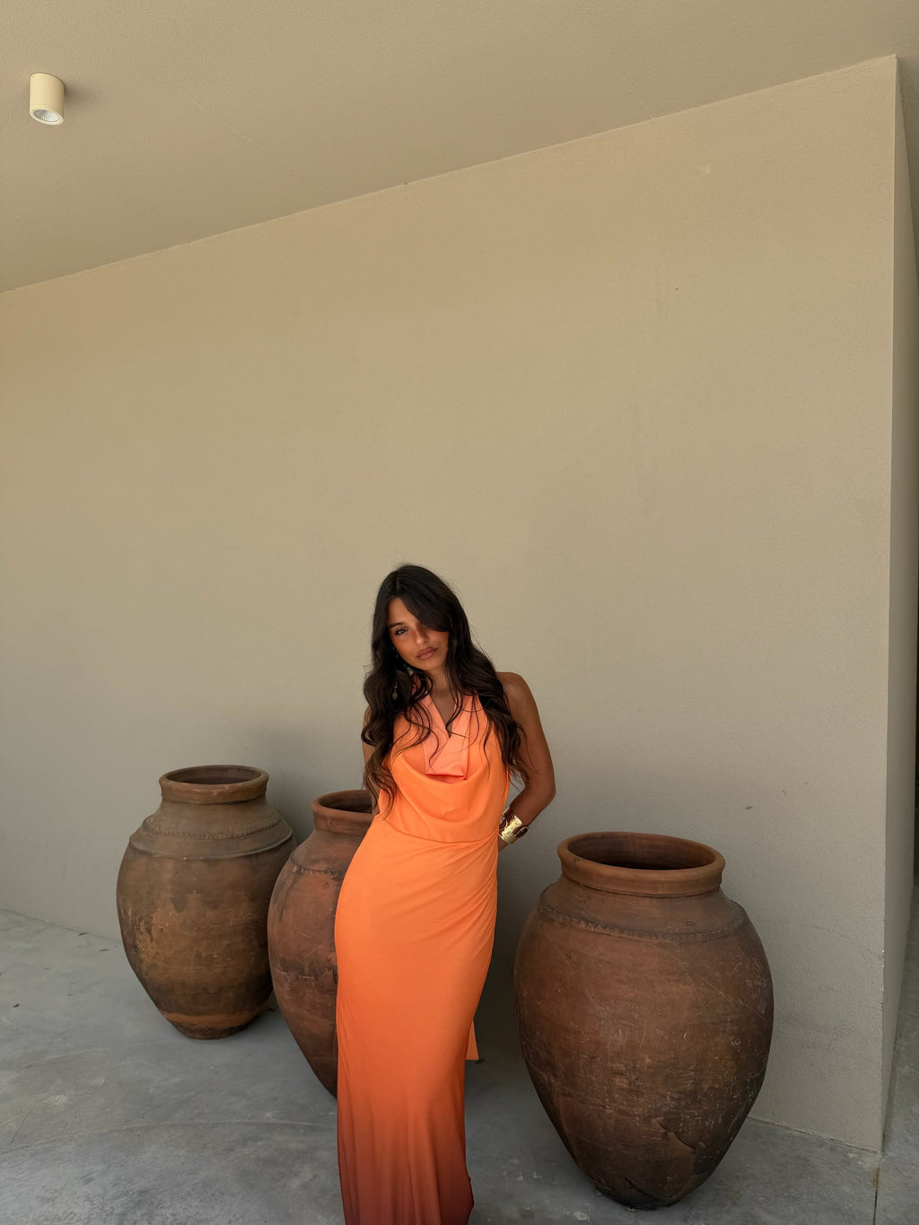 Joanna / Vestido laranja e preto