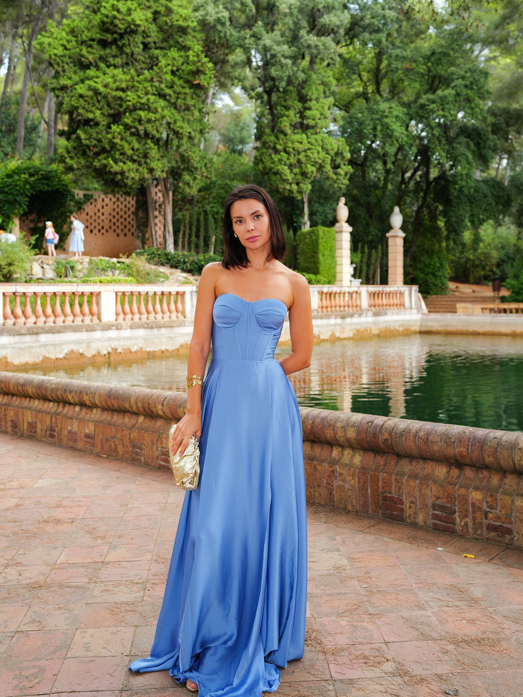 Vestido tipo corpete na cor celeste