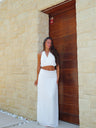 Conjunto de falda con escote halter blanco