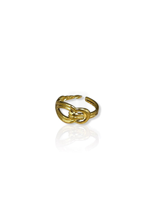 Anel com laço dourado