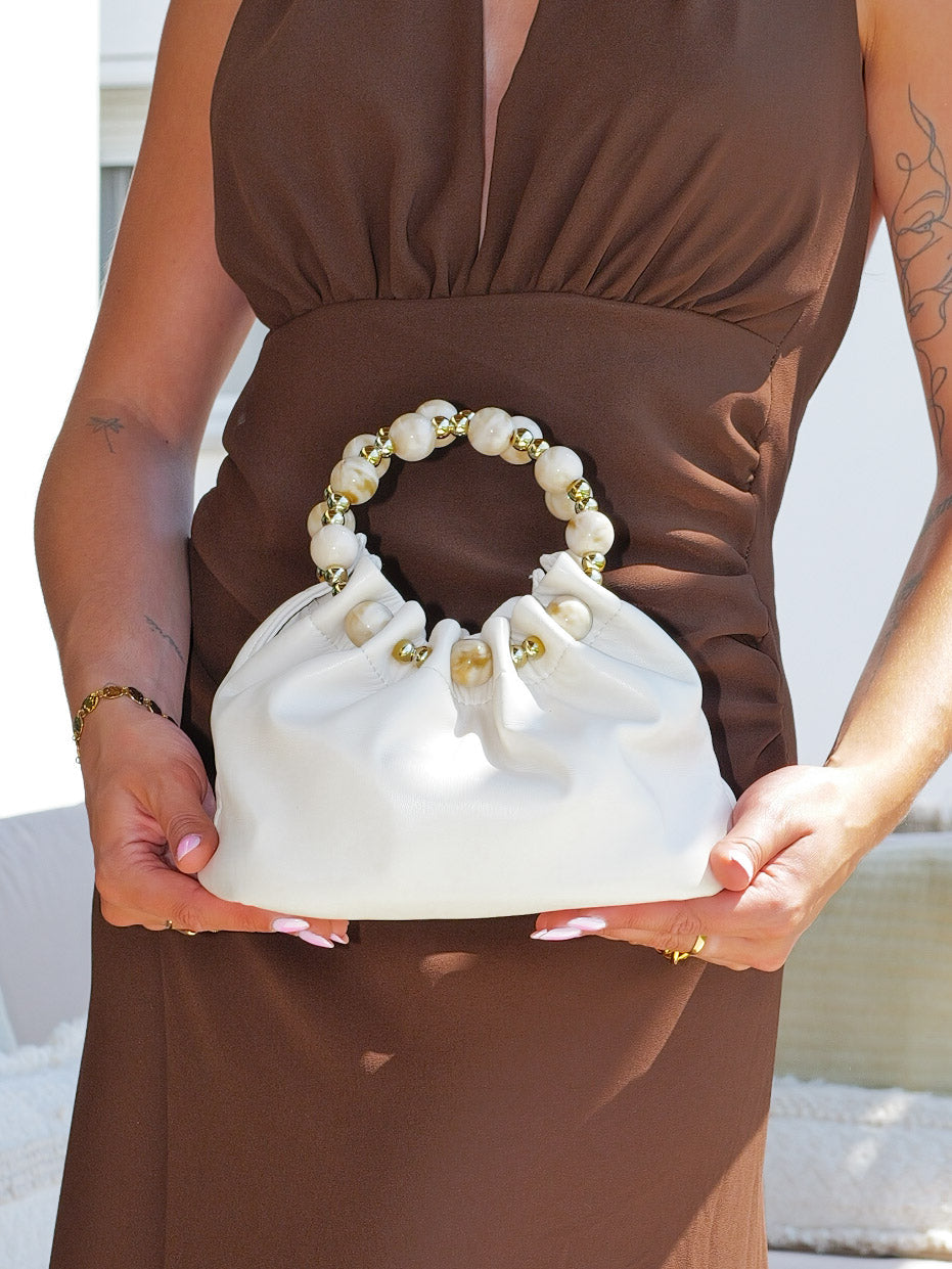 Clutch para bombons com alça bege