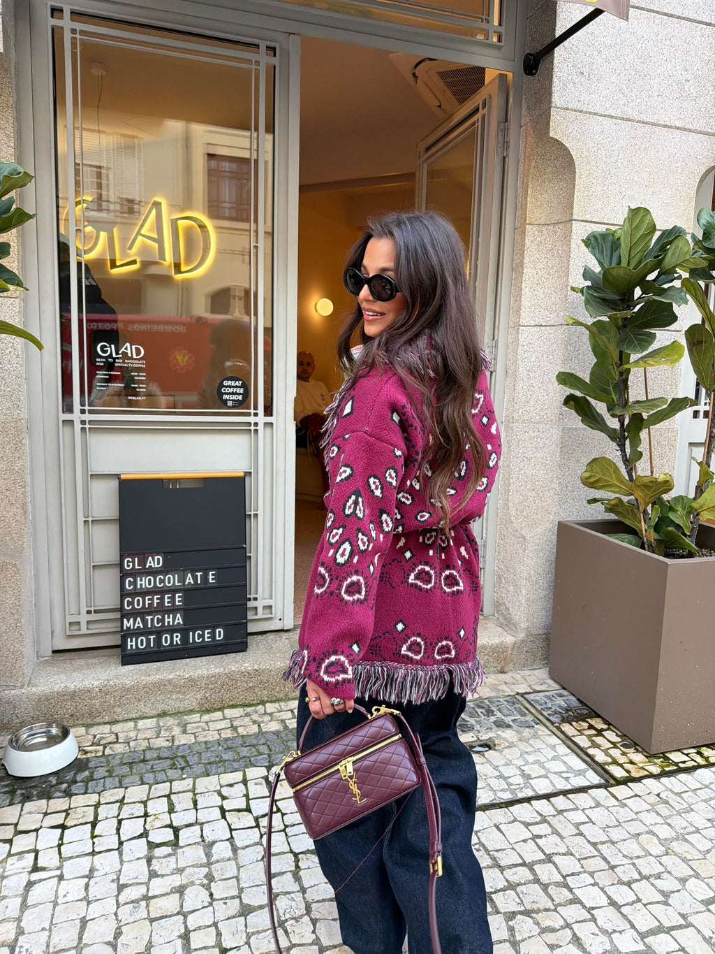 Chaqueta larga Bandana en burdeos