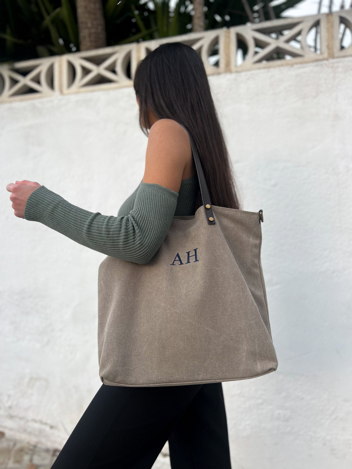 Mala maxi em nylon bege