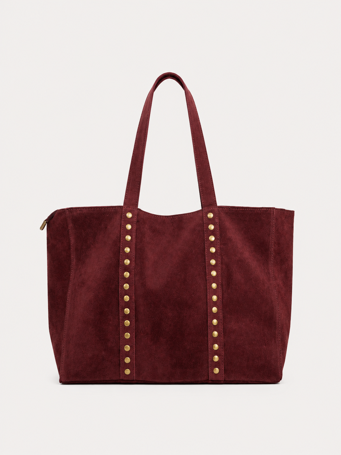 Mala maxi com tachas em cor de bordô