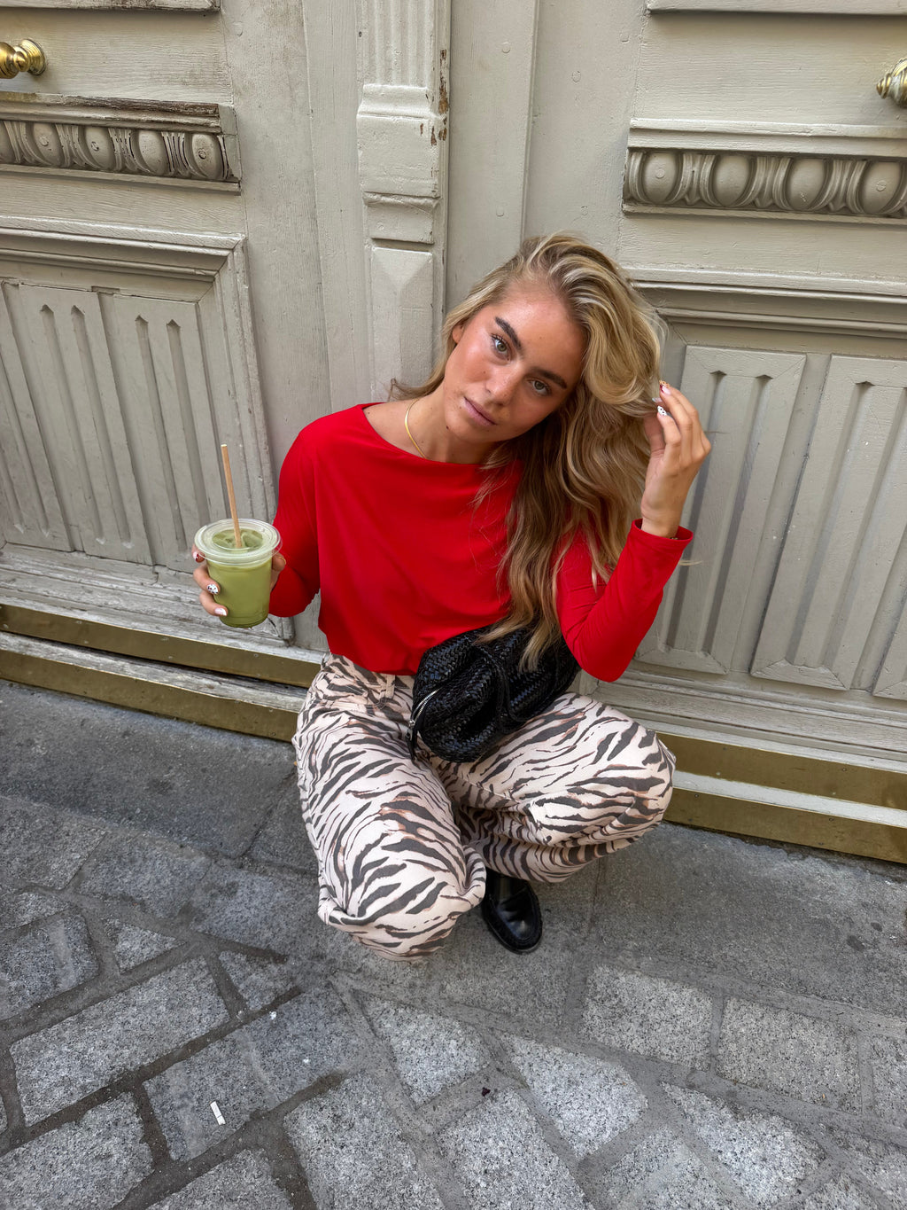 Calças Jeans com Estampa de Zebra