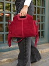 Bolso liso de piel con flecos color vino