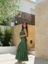 Conjunto de top halter estampado con volantes, verde