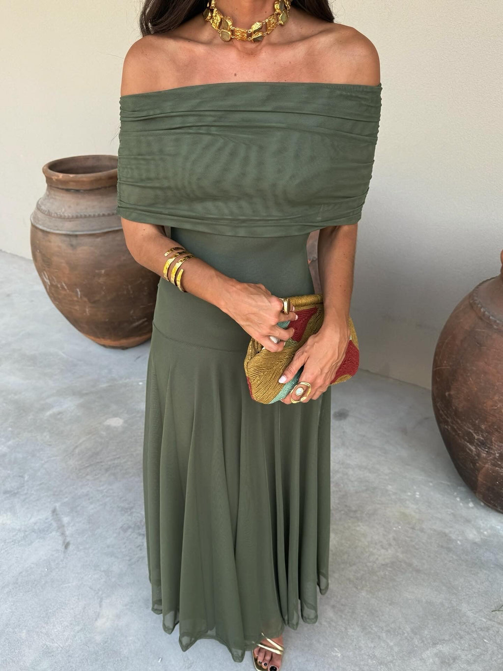 Irene / Vestido elegante de malha sem alças