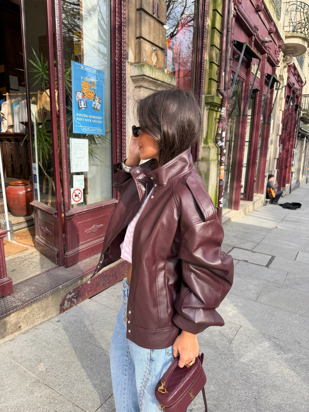 Chaqueta estructurada extragrande en burdeos