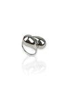 Anillo doble en forma de gota plateado