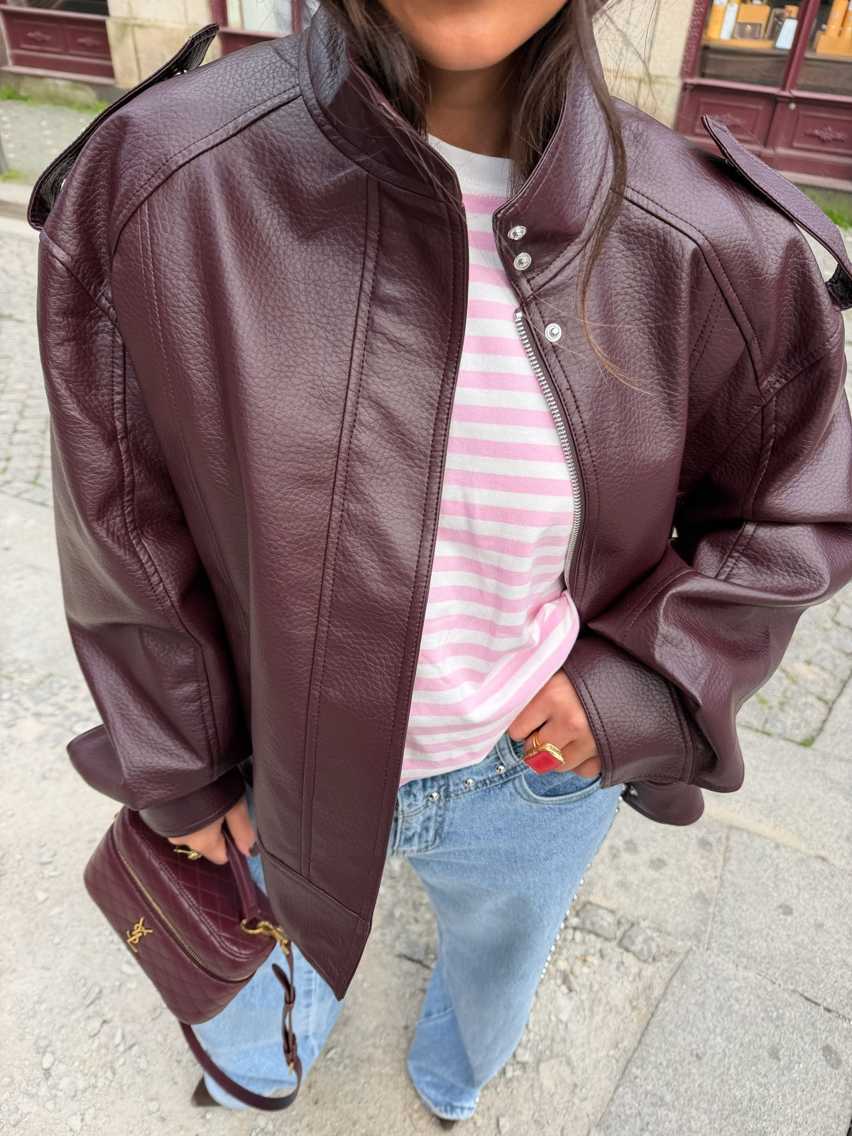 Chaqueta estructurada extragrande en burdeos