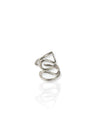 Anillo ancho con patrón ondulado plateado