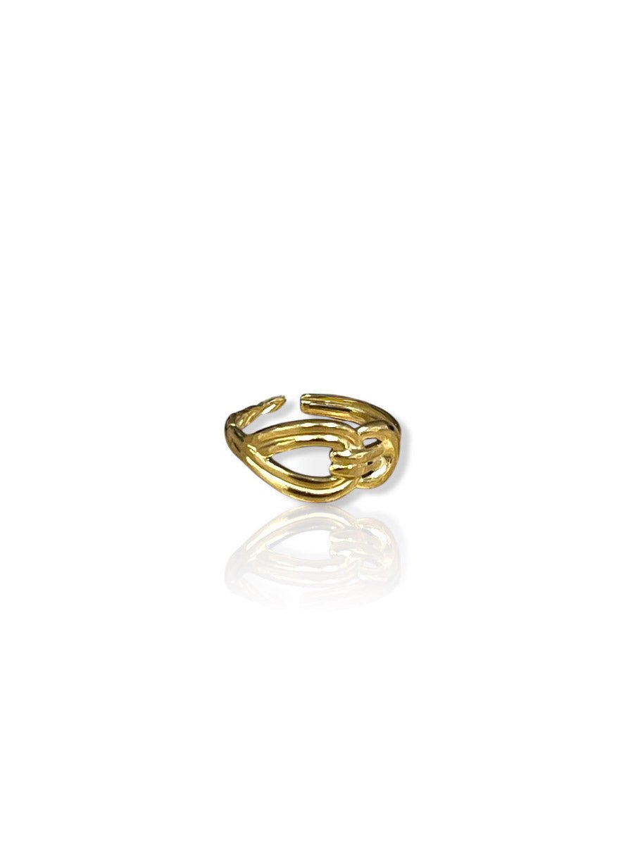 Anel com laço dourado