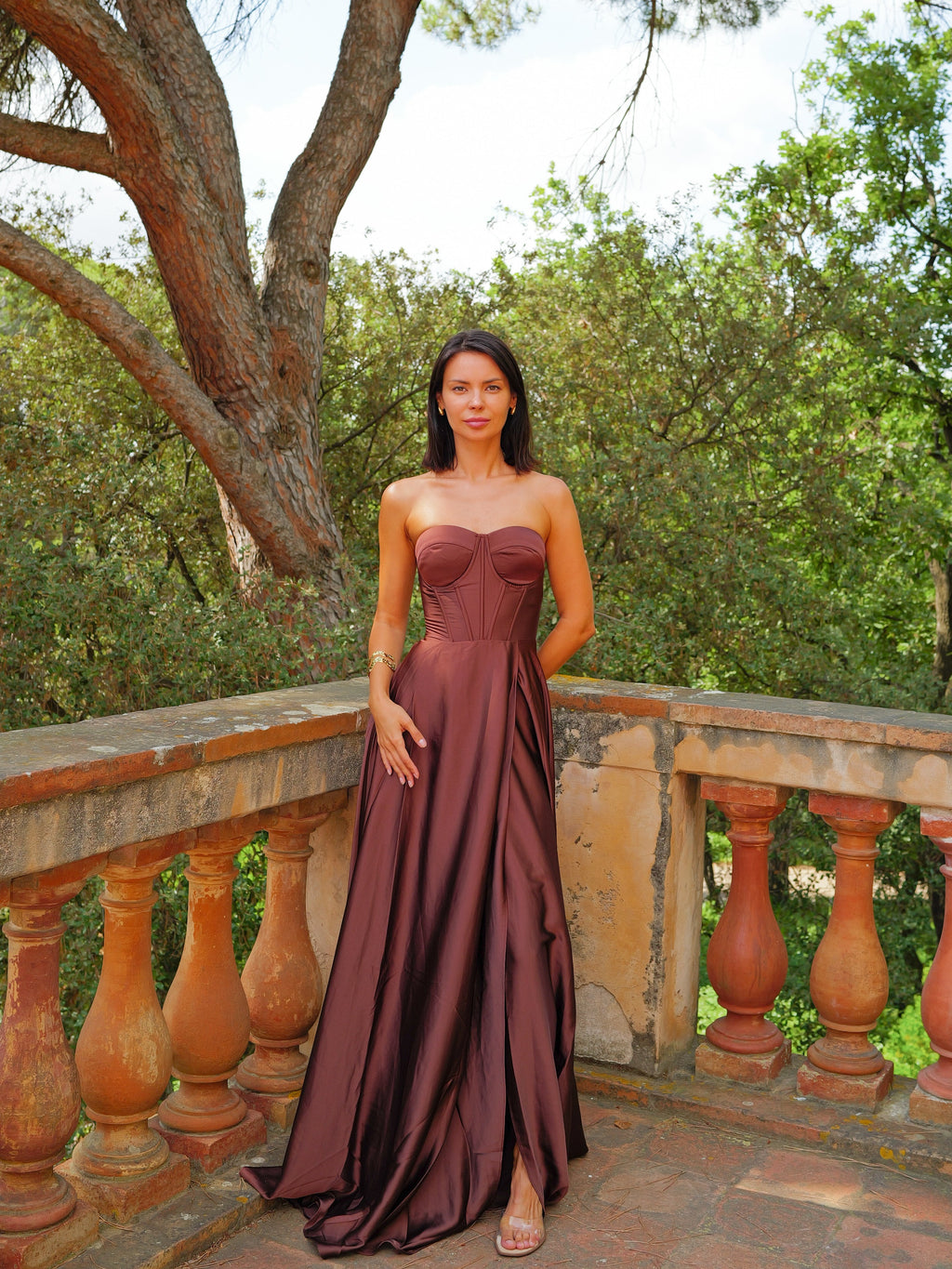 Vestido tipo corpete com a palavra «chocolate»