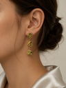 Pendientes con cadena y medallones calados dorados