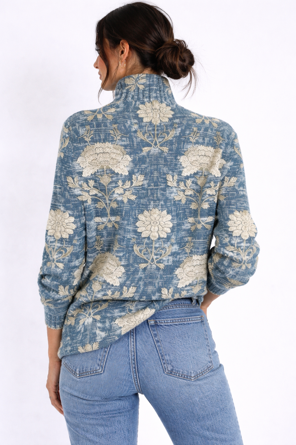 Camisola de gola alta floral