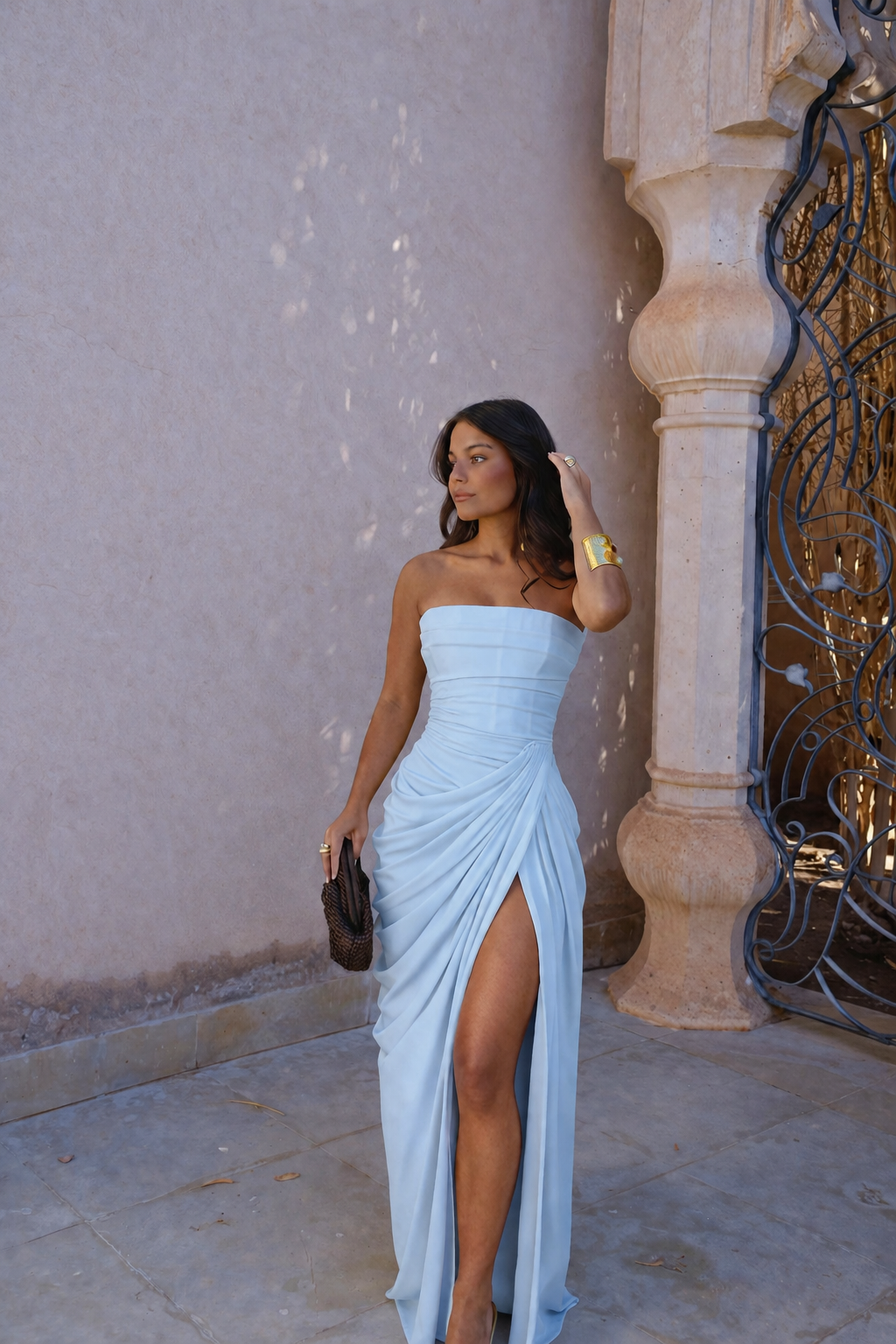 Adriana - Vestido Longo Drapeado com Fenda