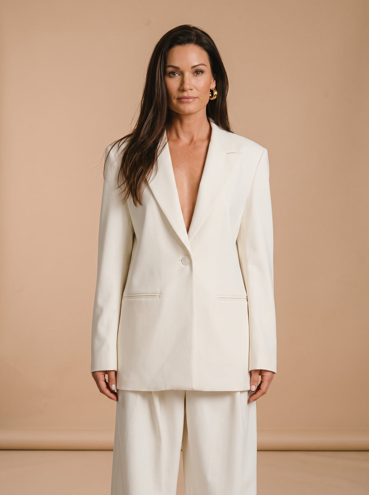 Blazer oversize de alfaiataria branco