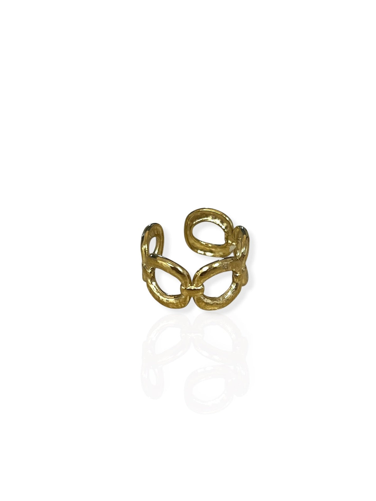Anel com corrente entrelaçada dourado