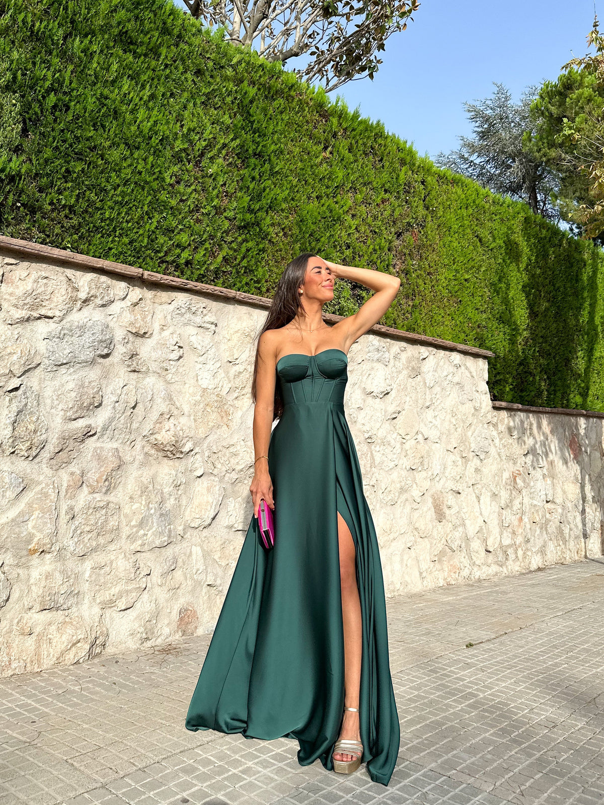 Vestido tipo corpete com a palavra «garrafa»