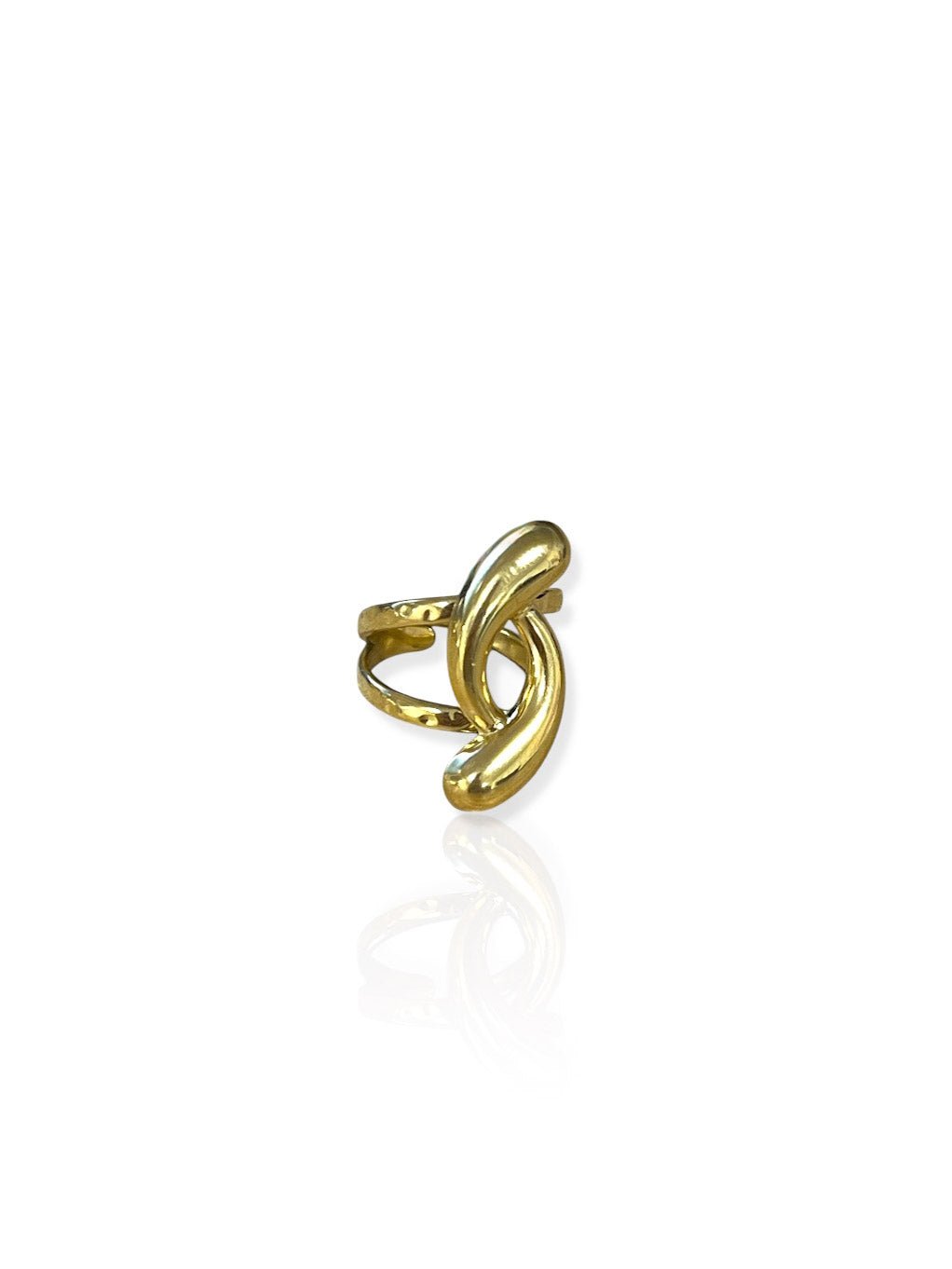 Anel com gotas cruzadas dourado
