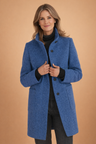Abrigo largo elegante efecto lana con cuello alto