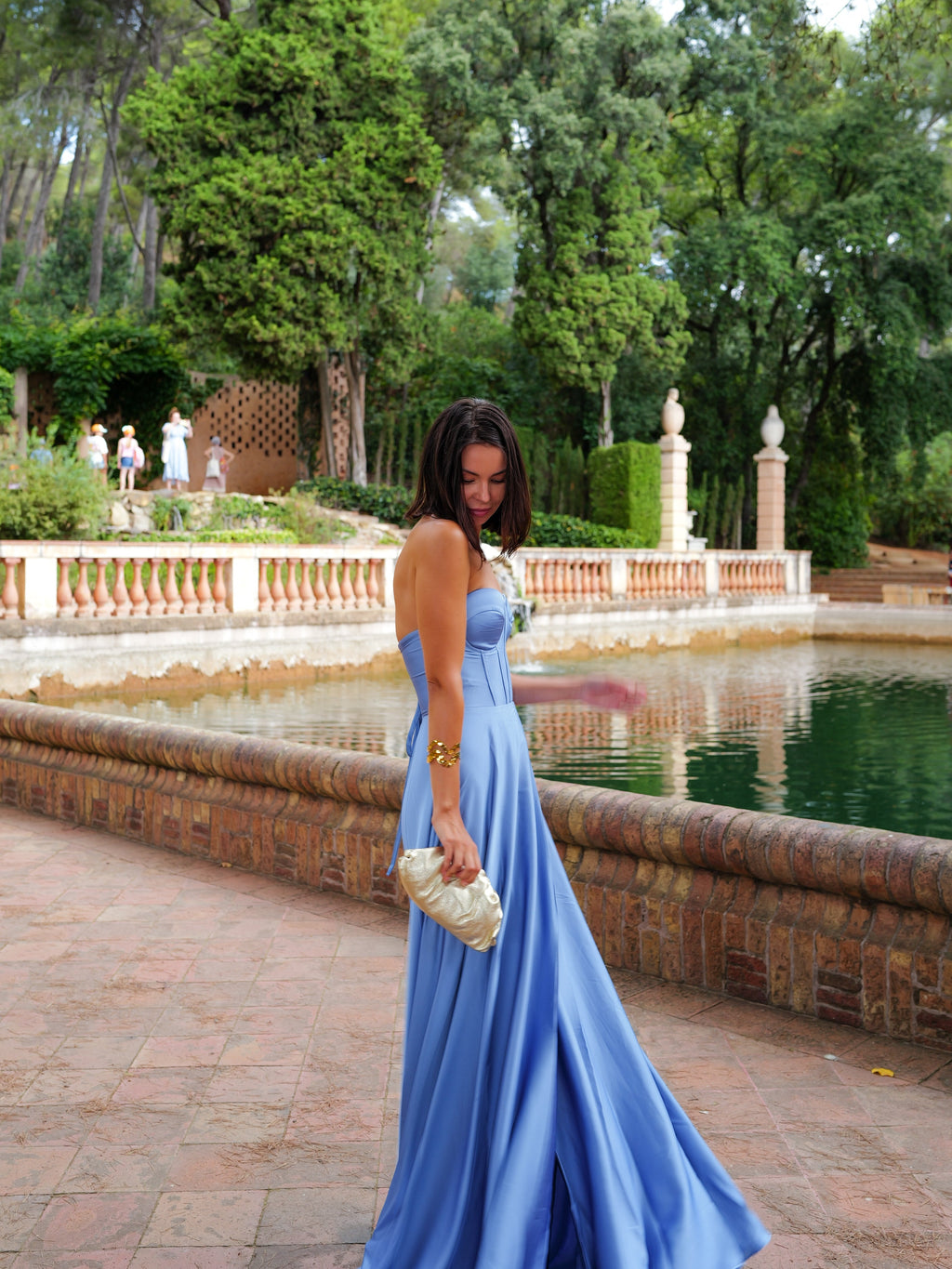 Vestido tipo corpete na cor celeste