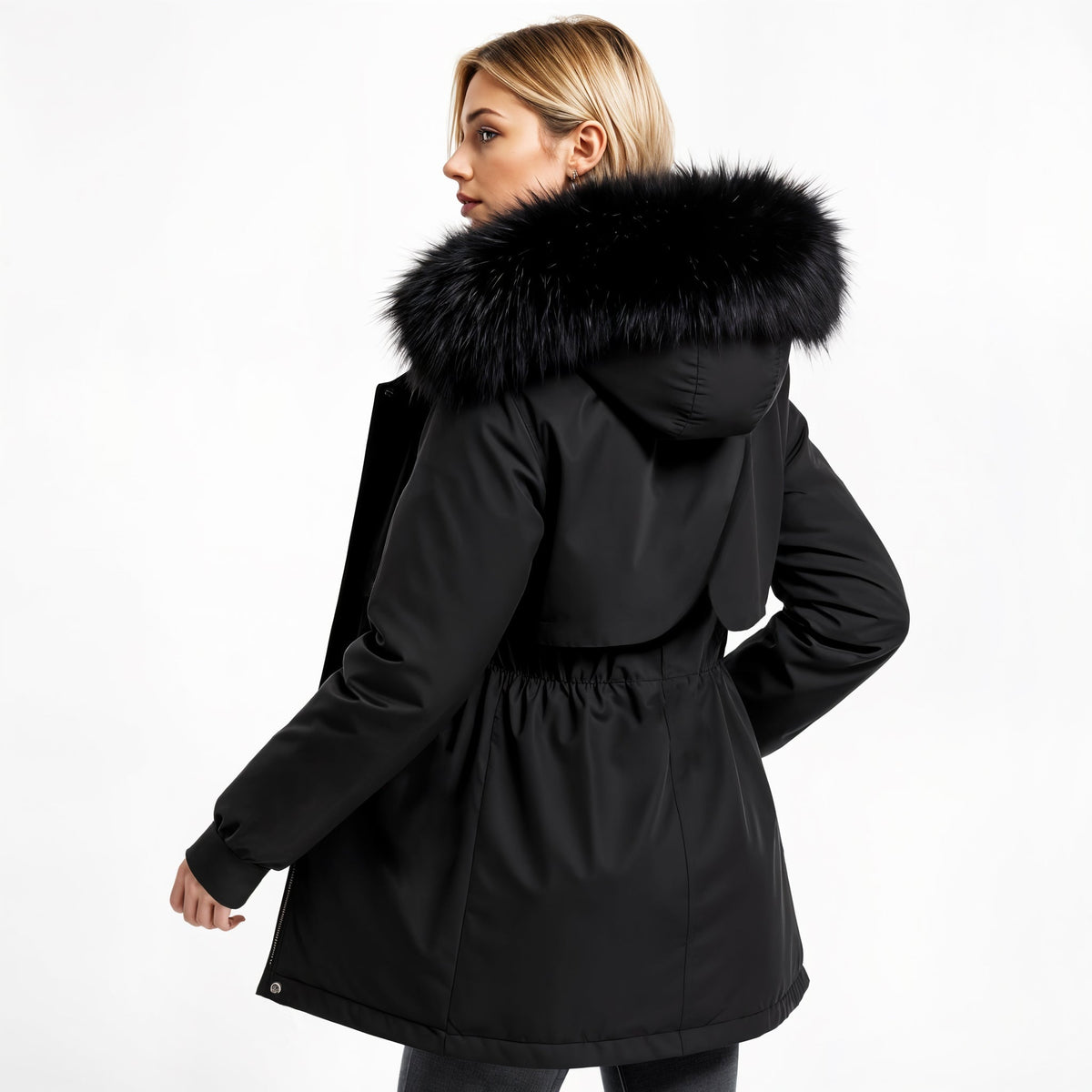 Parka com capuz de pelo sintético