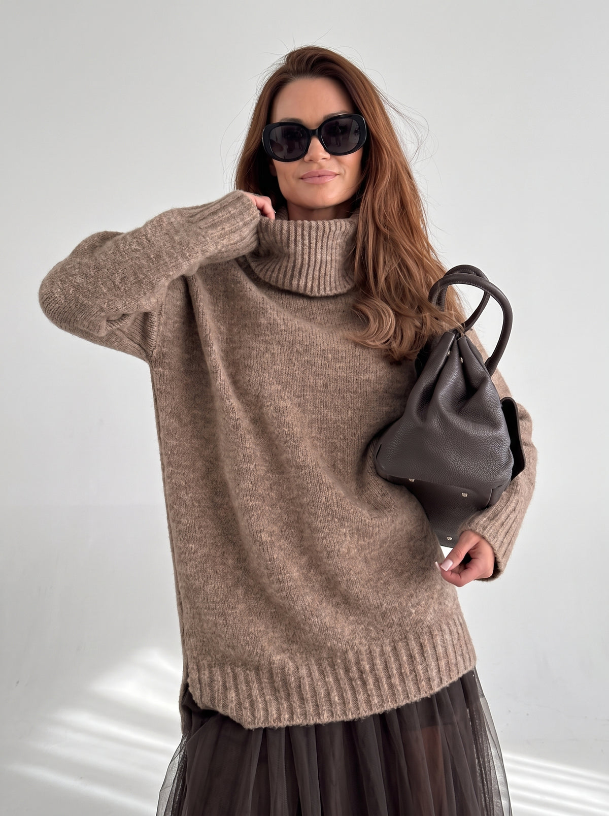 Camisola oversize de malha de lã