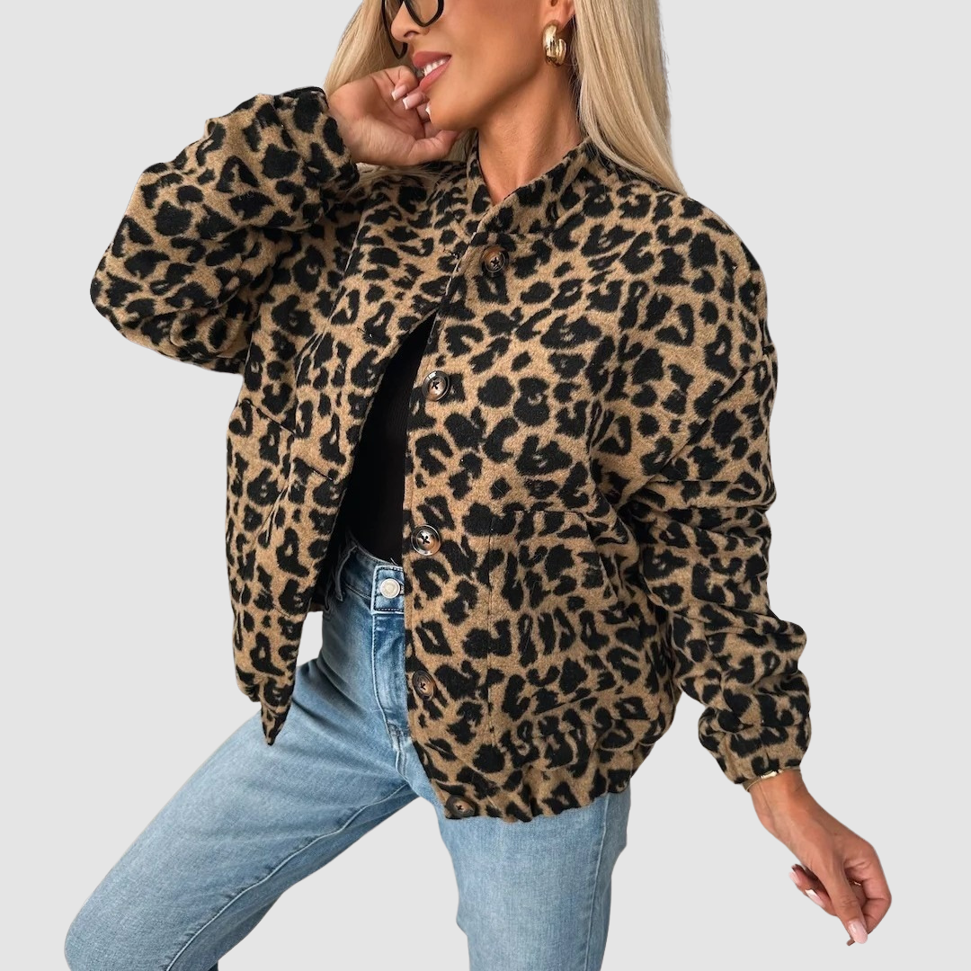 Jaqueta Luna com padrão leopardo