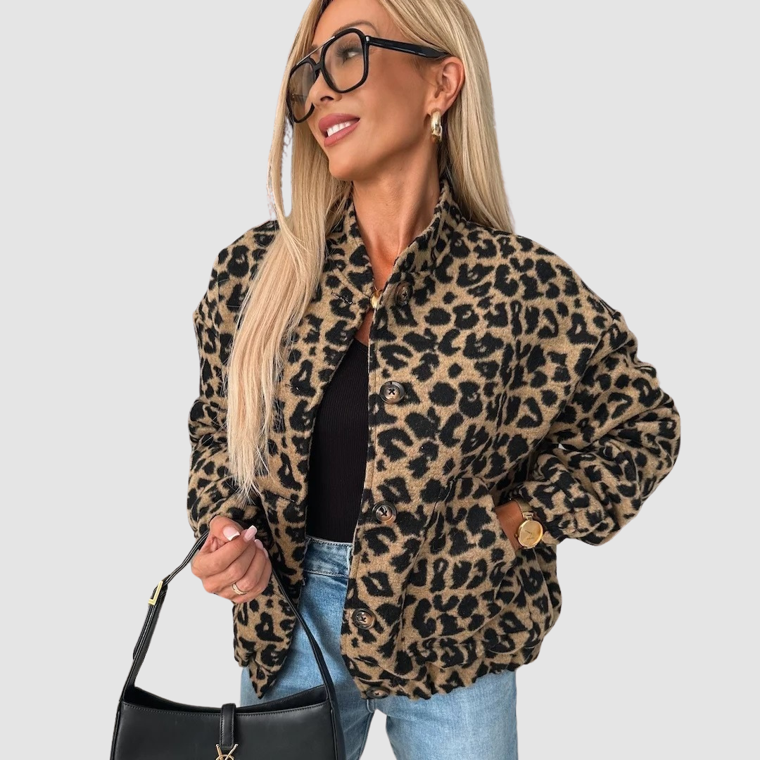 Jaqueta Luna com padrão leopardo