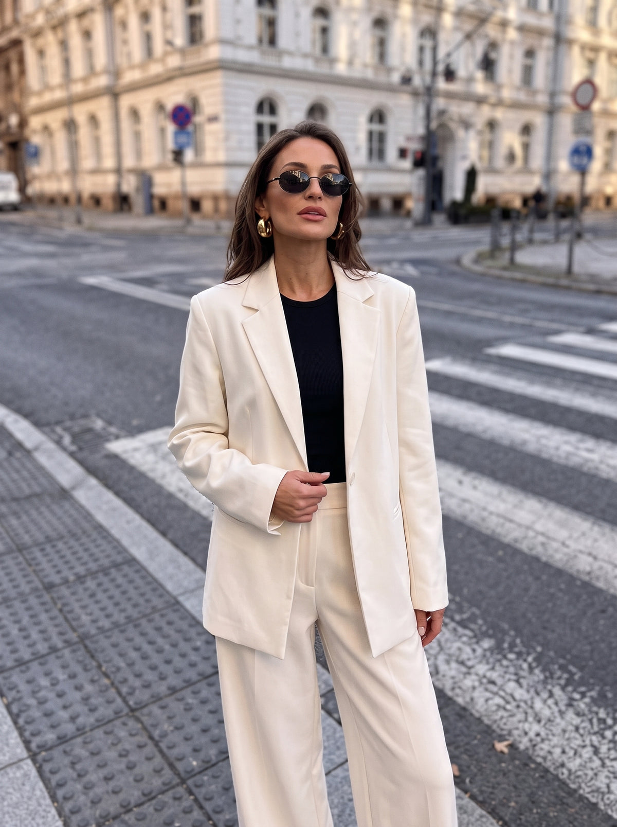 Blazer oversize de sastrería blanco