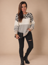Camisola de malha cinzenta com padrão leopardo