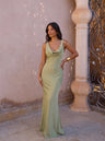 Vestido largo Célestine verde oliva