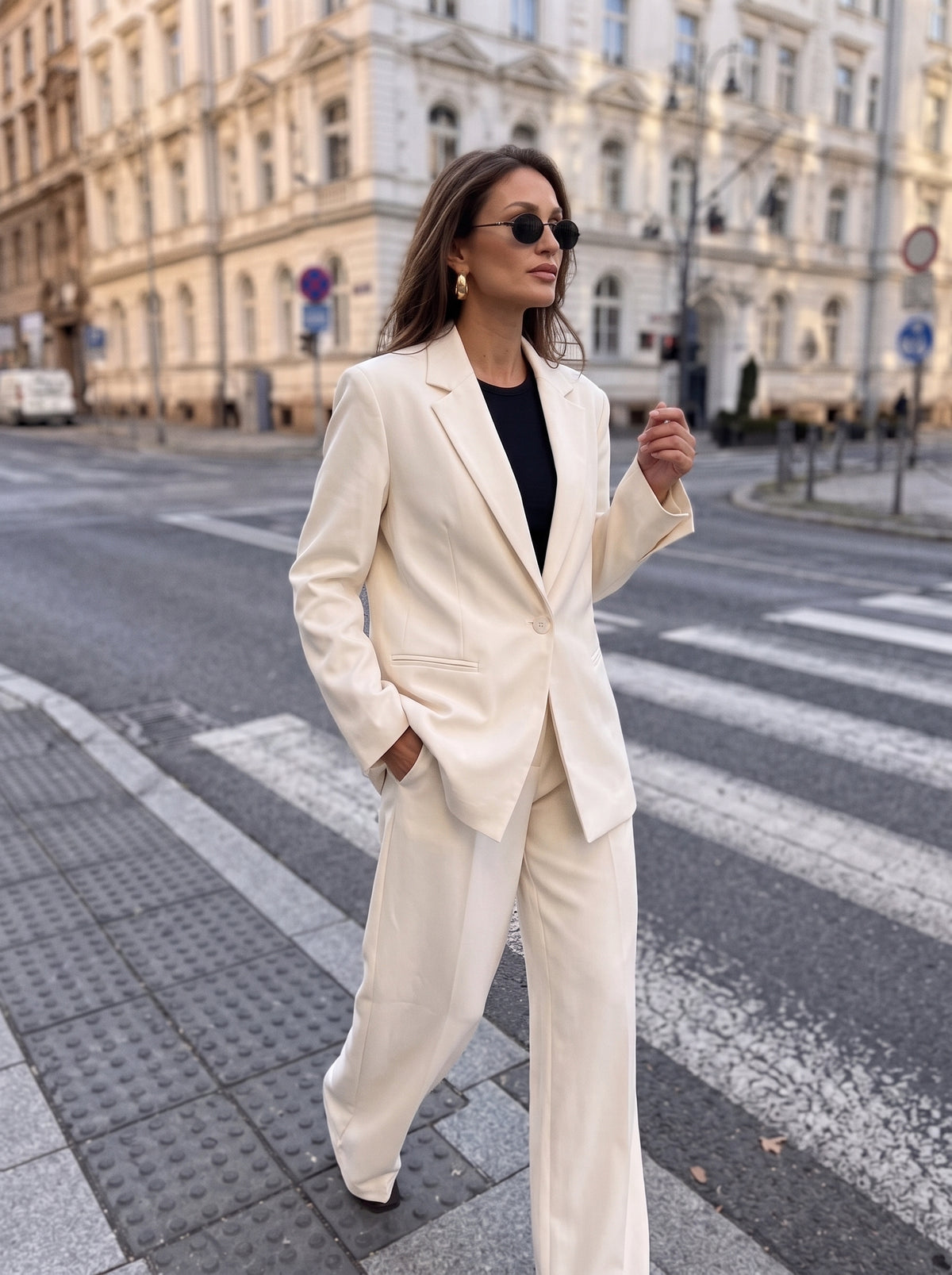 Blazer oversize de sastrería blanco