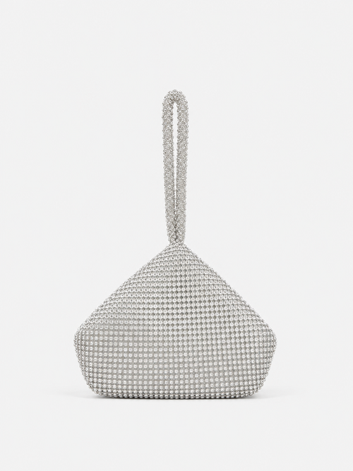 Bolsa de mão com brilhos prateados