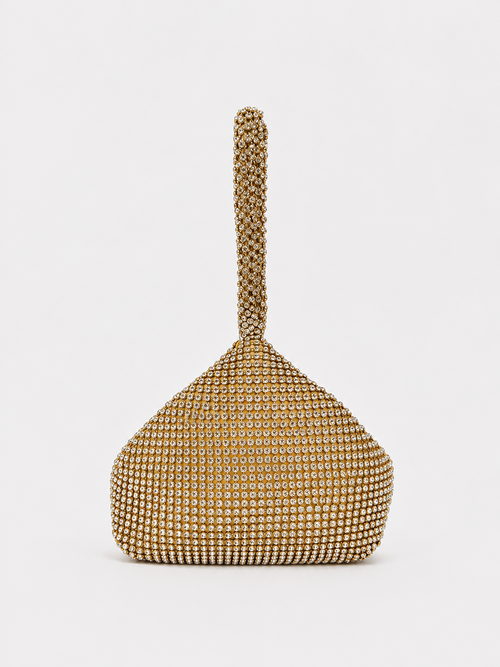 Bolsa de mão com brilhos dourados