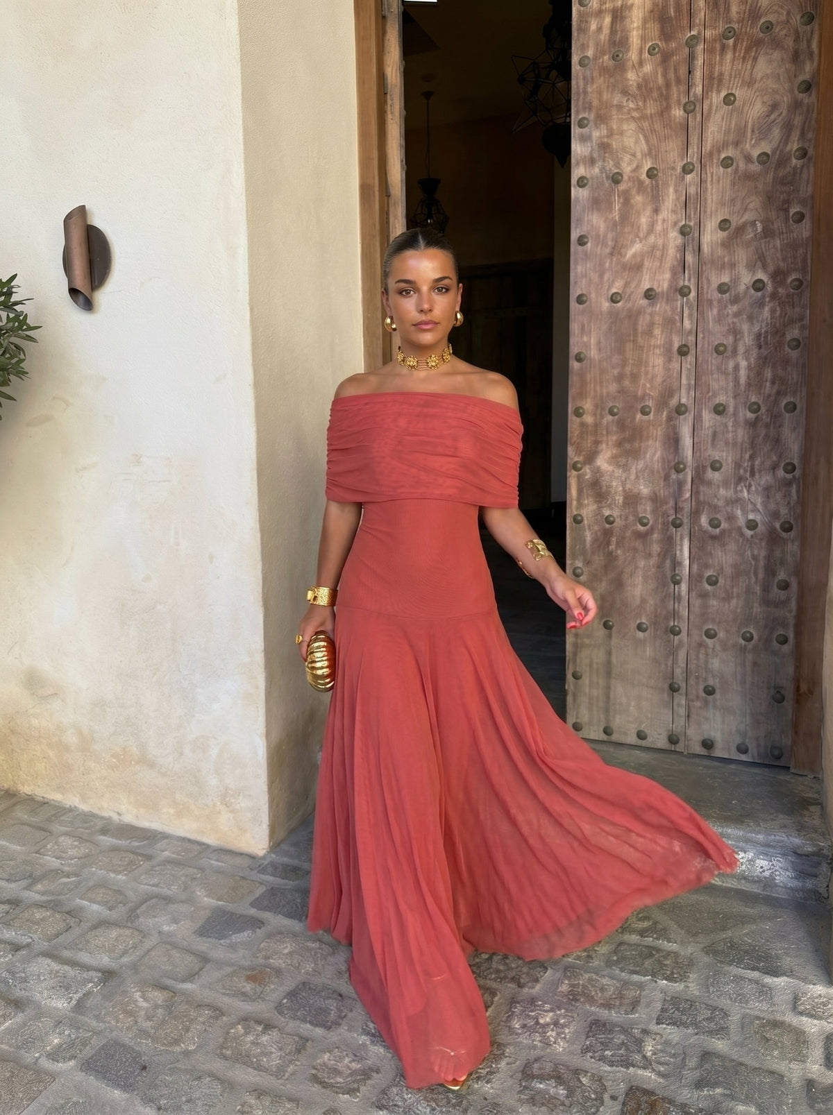 Irene / Vestido elegante de malha sem alças