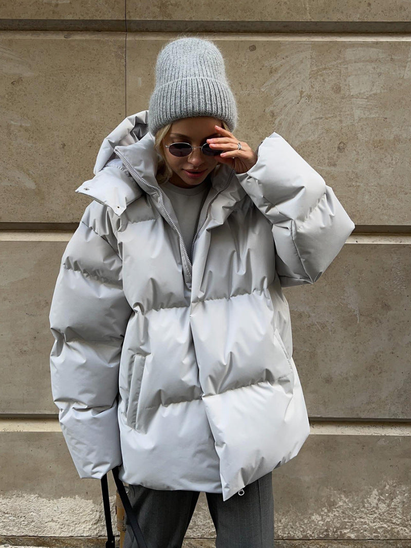 Casaco acolchoado oversize cinzento