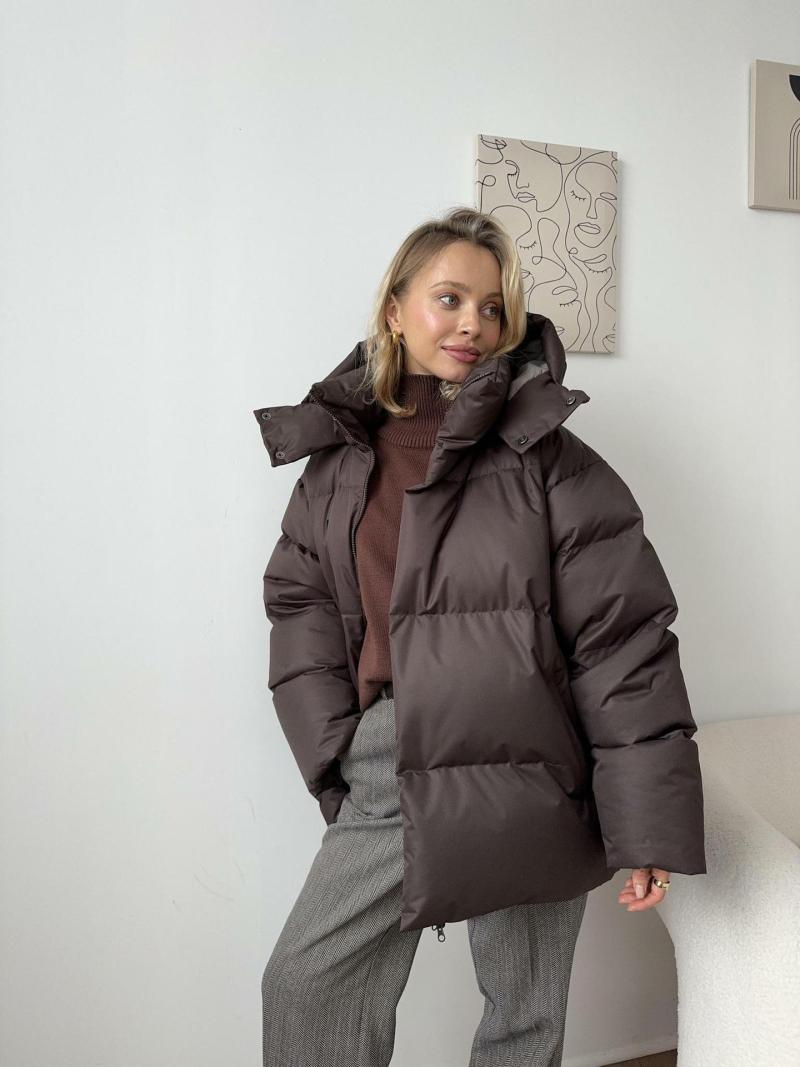 Casaco acolchoado oversize castanho