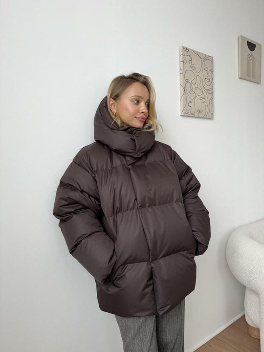 Casaco acolchoado oversize castanho
