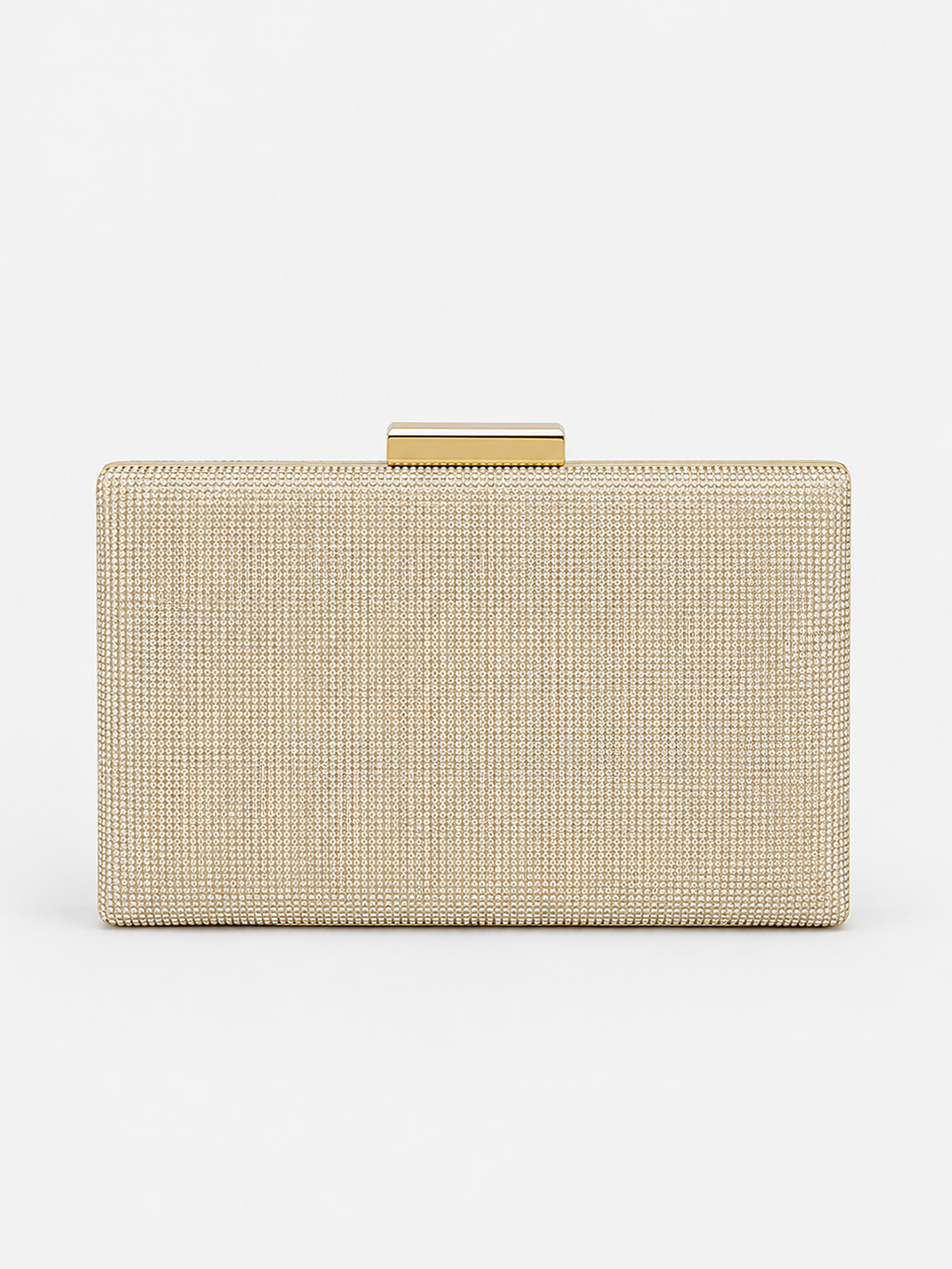 Clutch retangular dourada com brilhantes