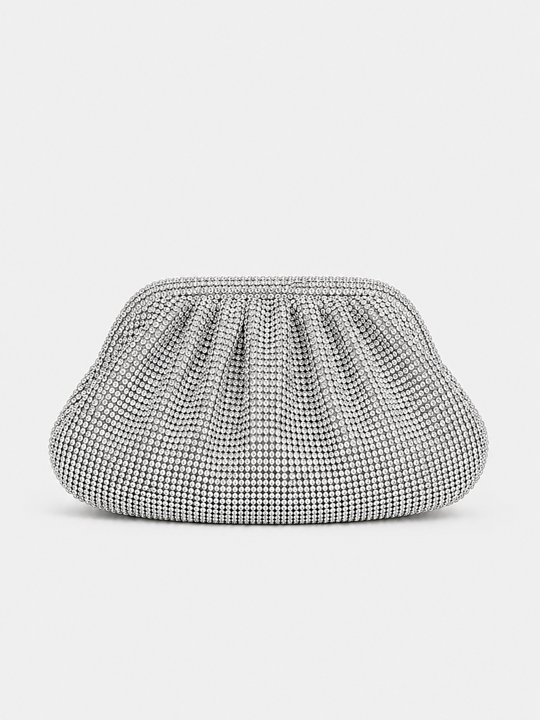 Clutch em forma de caixinha de bombons com brilhos prateados