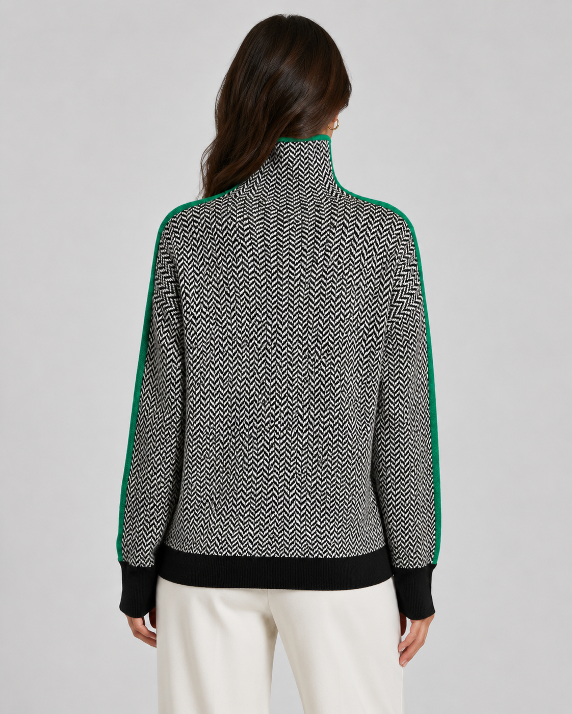 Jersey de mujer con estampado de espiga y cuello alto